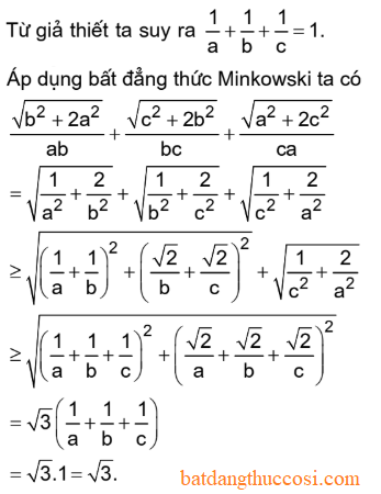 Bài tập 3 vận dụng Bất Đẳng Thức Minkowski vào chứng minh BĐT